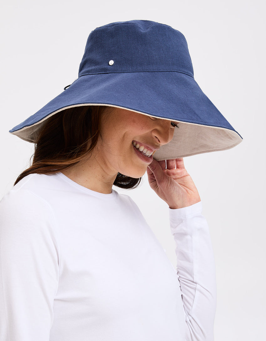Ultra Wide Cotton Linen Hat UPF 50+ | Women's UV Protection Sun Hat